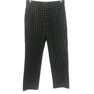 Vurt Mens Plaid Flat Front Straight Leg Chino Trousers Size 30 x 30 Black Gray